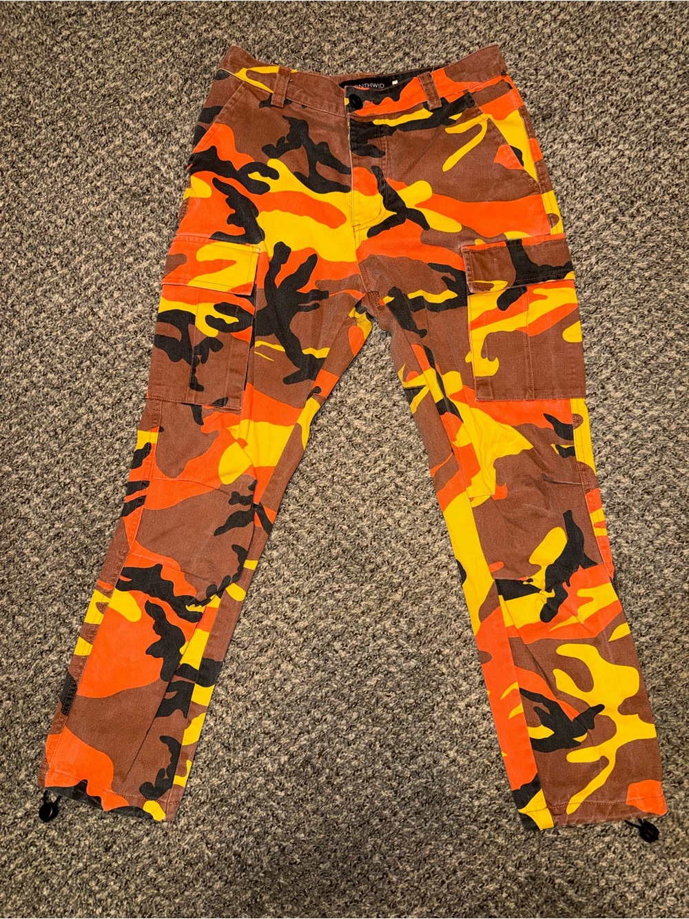 Orange & Brown Camouflage Adjustable Cargo Pants